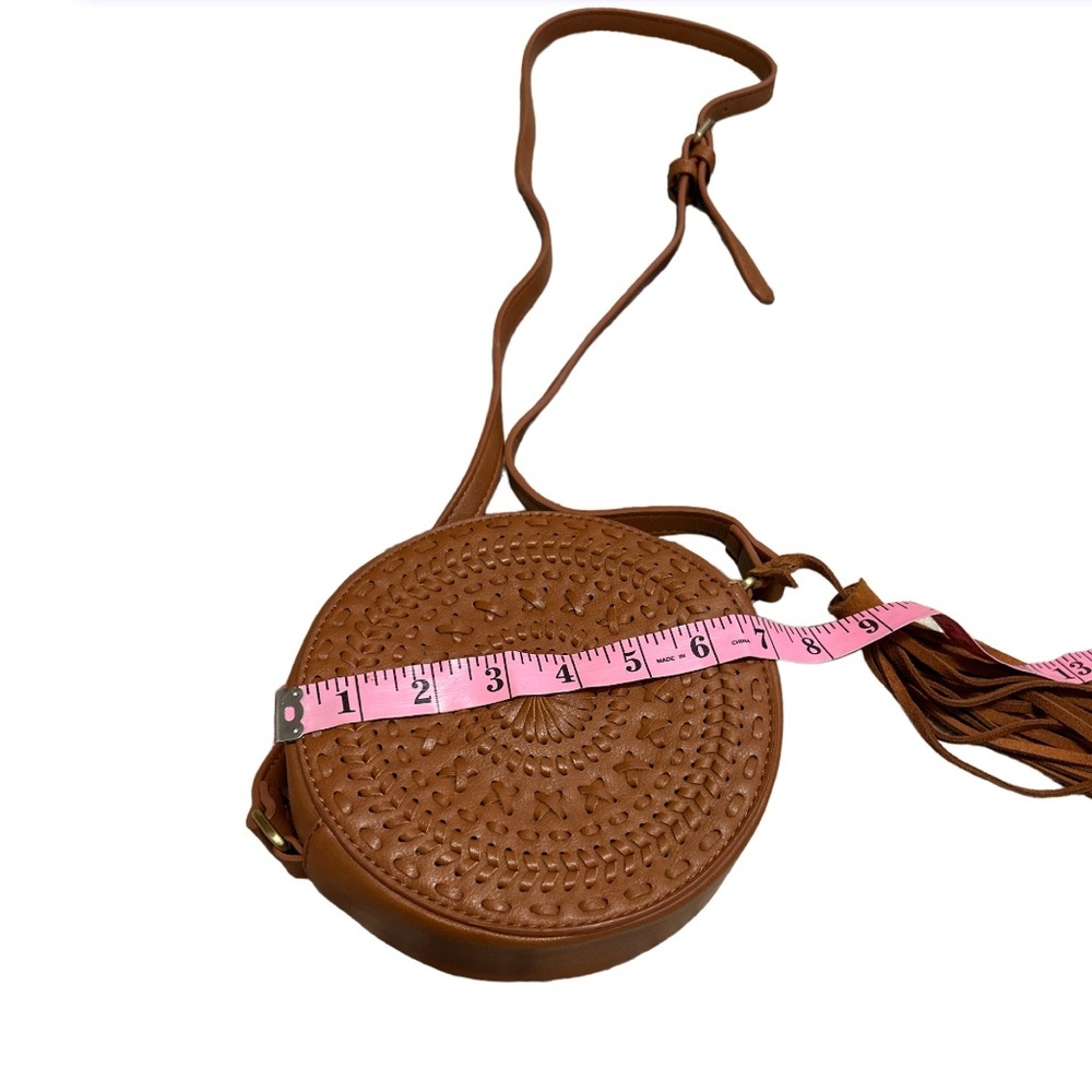 Anthropologie Woven Mini Circle 100% Cow Leather Crossbody Bag - Picture 4 of 9